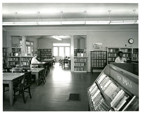 Interior of the Vernon Library, employees and patrons | The Gallery