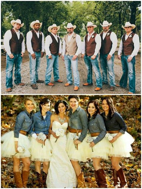 Fall rustic wedding groomsmen bridesmaids #westernwedding | Country wedding bridesmaids, Country ...