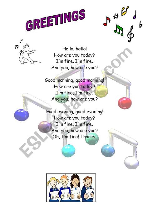 Greetings song - ESL worksheet by didine1976