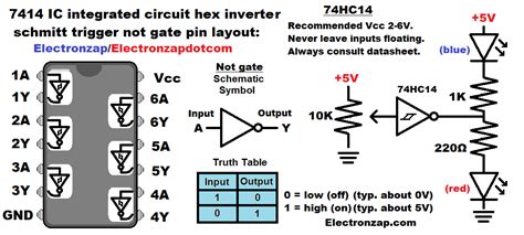 Brief Hex NOT Gate Inverter with Schmitt Trigger Output Integrated Circuit 7414 IC - Electronzap