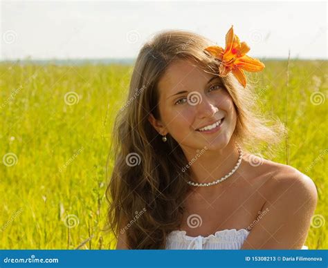 Pretty Smiling Girl Outdoor Stock Image - Image of face, happy: 15308213