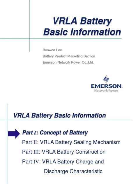 VRLA Battery Basic Information | Battery (Electricity) | Physical Sciences