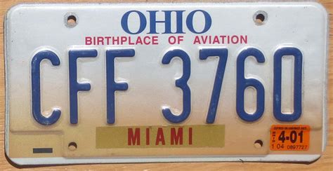 2001 Ohio vg- | Automobile License Plate Store: Collectible License ...