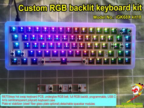 Custom RGB backlit keyboard kit, best 60% rgb mechanical keyboard kit