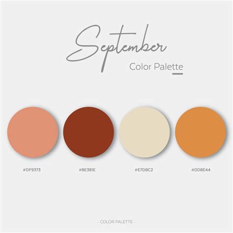 Color Palette - September | Color palette design, Pantone colour palettes, September colors