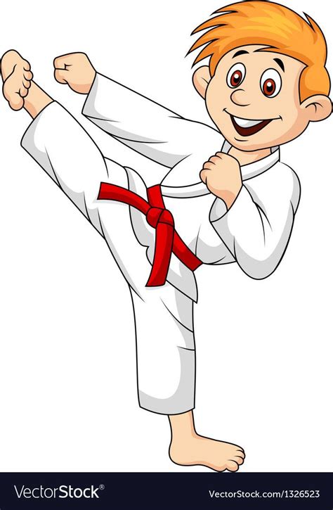 Vector illustration of Boy cartoon doing martial art. Download a Free Preview or High Quality ...