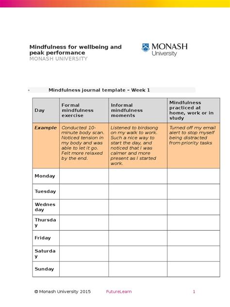 Mindfulness Journal Template | Mindfulness | Self-Improvement