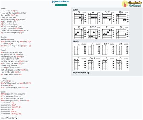 Hợp âm: japanese denim - cảm âm, tab guitar, ukulele - lời bài hát | chords.vip