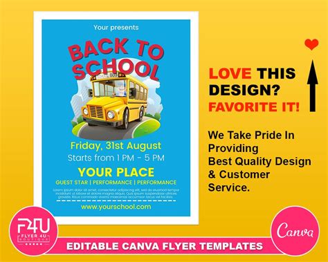 School Flyer DIY Canva School Flyer Template 2022 Editable - Etsy