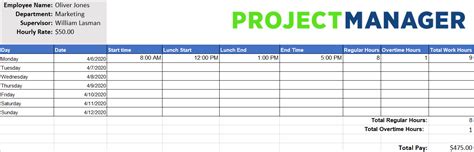 Excel Template For Timesheet Database