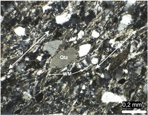 Photomicrograph of sample PMOG-441, a very low-grade quartz-rich... | Download Scientific Diagram