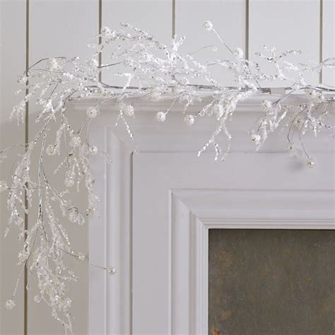 Beaded White Garland | White garland, Christmas party decorations, Holiday sparkle