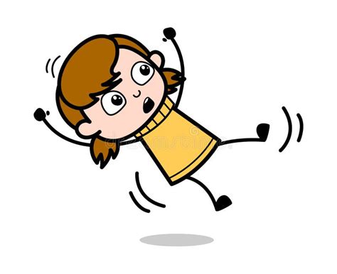 Falling Down - Retro Cartoon Girl Teen Vector Illustration Stock ...