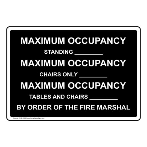 Maximum Occupancy Standing____Maximum Occupancy Sign NHE-26890