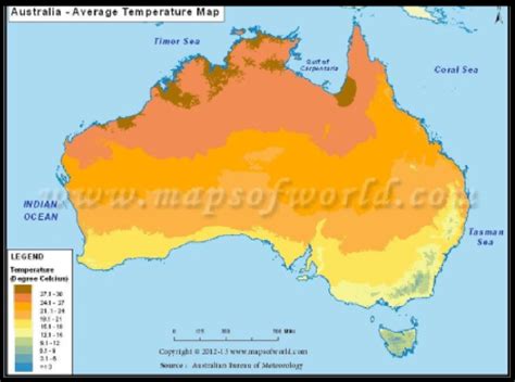 Average Temperature Map of Australia. Source: Maps of World (2012). | Download Scientific Diagram