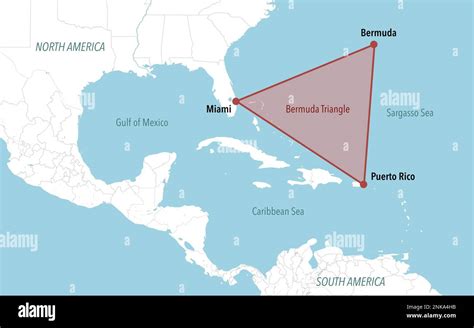 Mapa del Triángulo de las Bermudas en el Mar Caribe Fotografía de stock ...