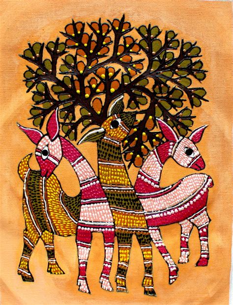 GOND TRIBAL ART ON FABRIC