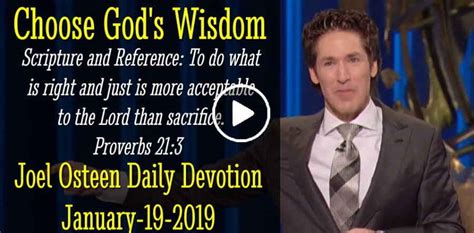 Joel Osteen (January-19-2019) Daily Devotion: Choose God's Wisdom