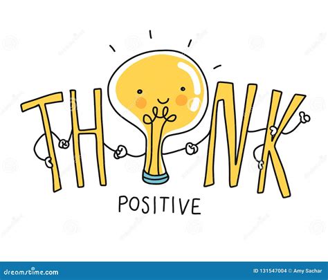 Think Positive Lightbulb Cartoon Doodle Vector Illustration Stock ...