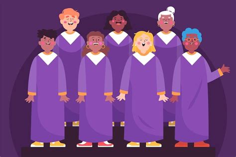 Free Vector | Illustration of happy people singing in a gospel choir