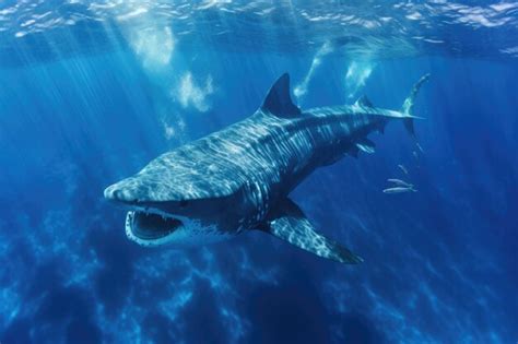 Premium AI Image | Aerial perspective of a whale shark filter feeding