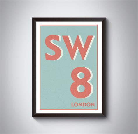 Sw8 Battersea, Stockwell, London Postcode Print By EC Crafted