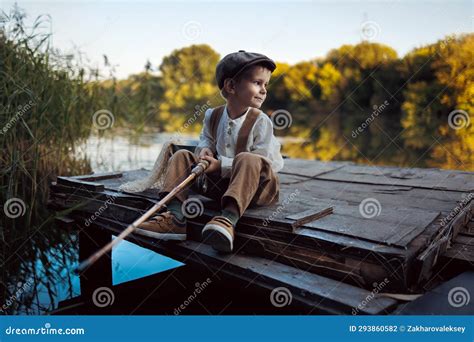 Little Boy Fishing at Sunset Stock Photo - Image of outdoors, caucasian ...