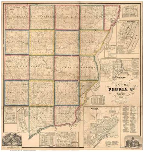 Peoria County, Illinois 1861 - Old Map Reprint | Wall maps, Old map ...