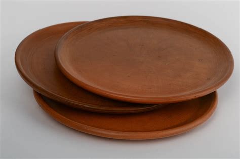 Large Ceramic Clay Dinner Plates Set Of Natural W/ Black Tones ...