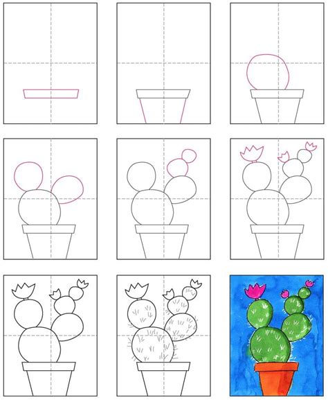 Easy how to draw cactus tutorial and cactus coloring page – Artofit