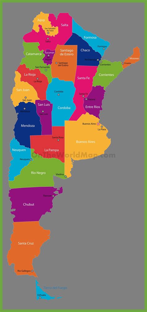 Administrative map of Argentina with provinces - Ontheworldmap.com