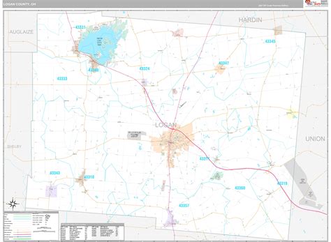 Logan County, OH Wall Map Premium Style by MarketMAPS