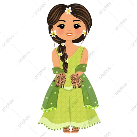 Paisley Henna Mehndi Vector Art PNG, Indian Girl In Mehndi Outfit Wedding Ceremony Cute With ...