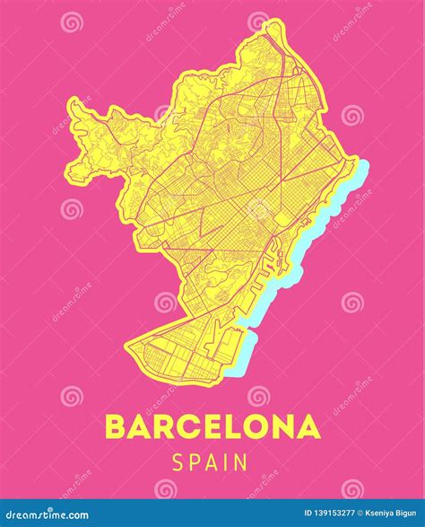 Vector City Map of Barcelona. Stock Vector - Illustration of gray, line: 139153277