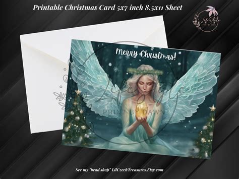 Merry Christmas Cards Angel Design Downloadable Printable Christmas ...