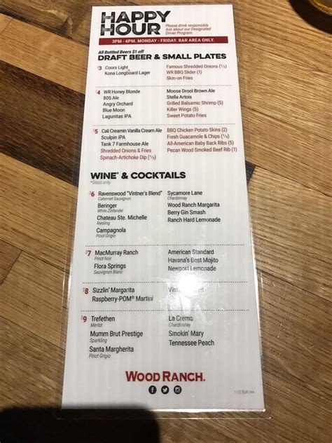 Wood: Wood Ranch Menu