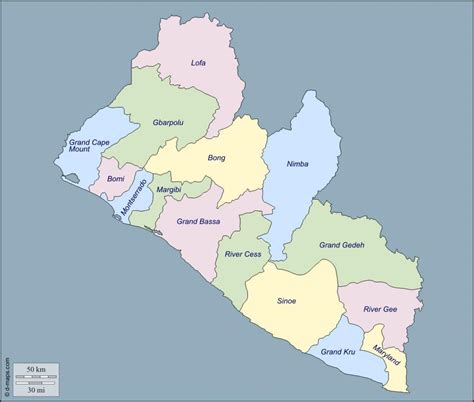 Map of Liberia counties - Map of Liberia counties (Western Africa - Africa)