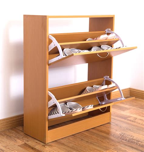 New Basicwise 2-Tier Fold-out Wooden Shoe Rack Organizer, QI003383 651355233836 | eBay