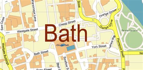 Bath UK Map Vector City Plan High Detailed Street Map editable Adobe Illustrator in layers