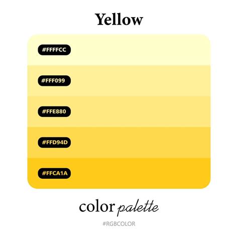 Yellow color palettes accurately with codes, Perfect for use by ...