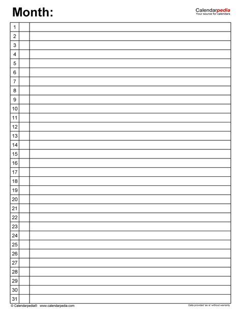 Printable Monthly Planner With Lines