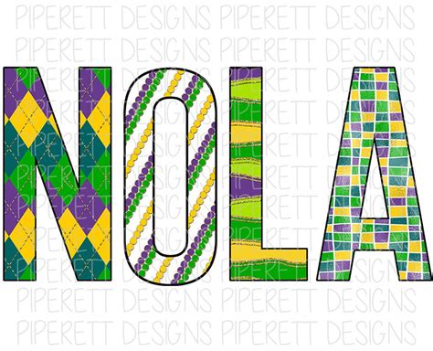 NOLA New Orleans LA Mardi Gras Clipart PNG Digital Download Sublimation ...