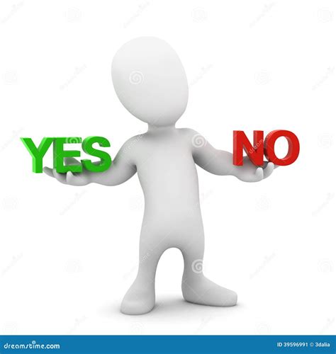 3d Yes Or No Little Man Stock Illustration - Image: 39596991