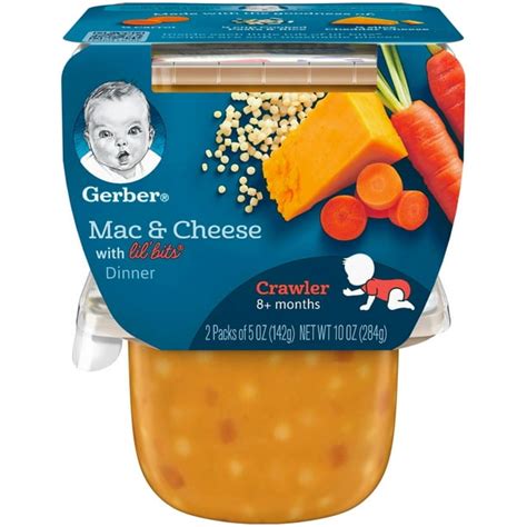 Gerber 3rd Foods Lil Bits Mac & Cheese Dinner Baby Food 5 oz. Tubs 2 ...