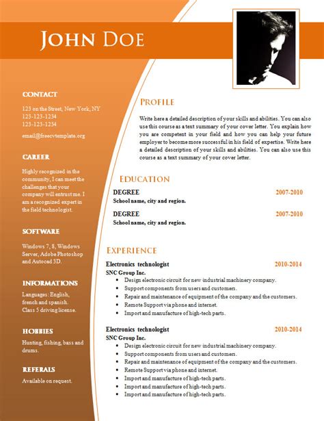 Word document free resume templates - providergaret