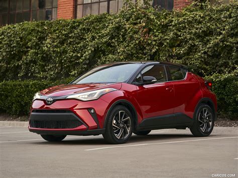 2021 Toyota C-HR (Color: Supersonic Red) - Front Three-Quarter | Caricos