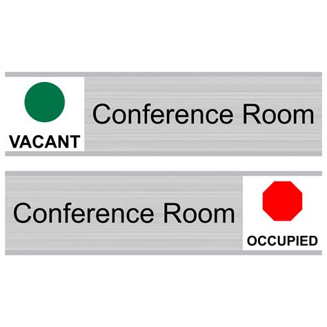 Conference Room (Vacant/Occupied) Sliding Engraved Sign EGRE-285-SLIDE-BLKonSLVR