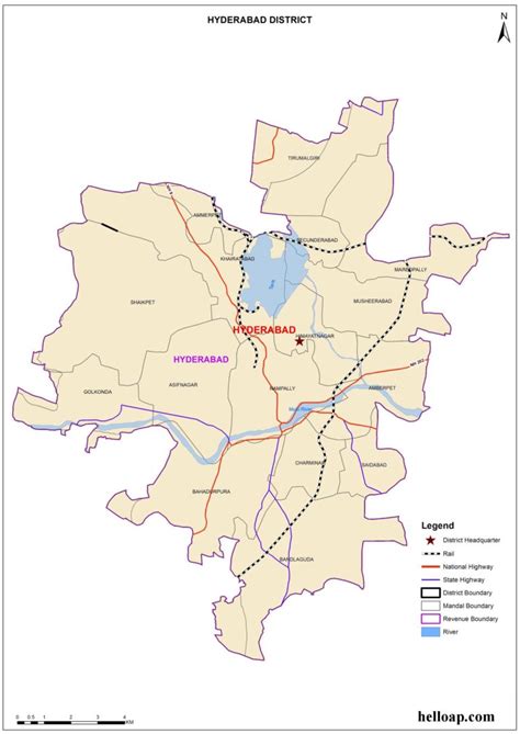 Hyderabad District New Map, Mandals, Revenue Divisions and Border ...