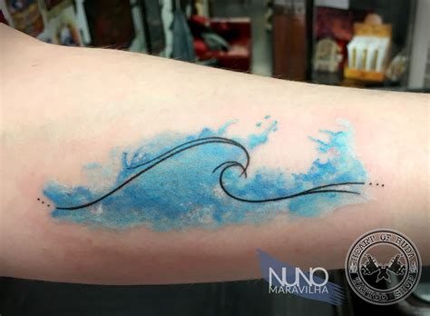 Wave tattoo, minimalist lines with watercolor effect - Wave tattoo ...