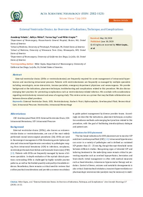 (PDF) External Ventricular Drains: An Overview of Indications ...